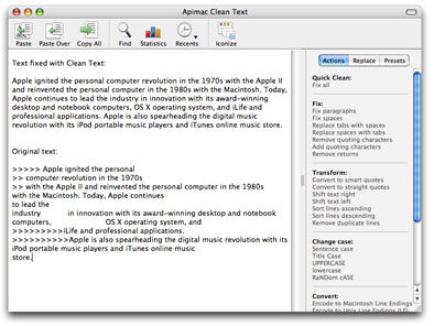 Apimac Clean Text Screen Shot