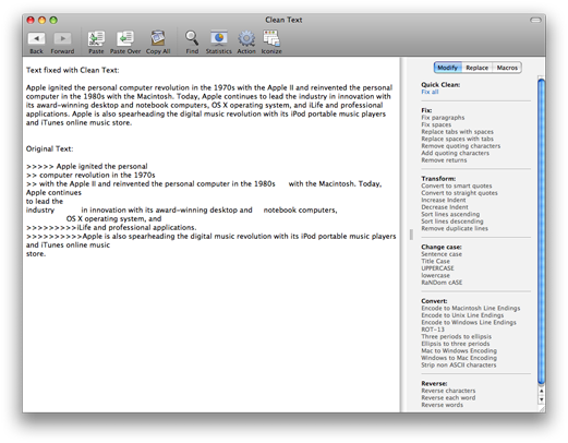 Apimac Clean Text Screen Shot