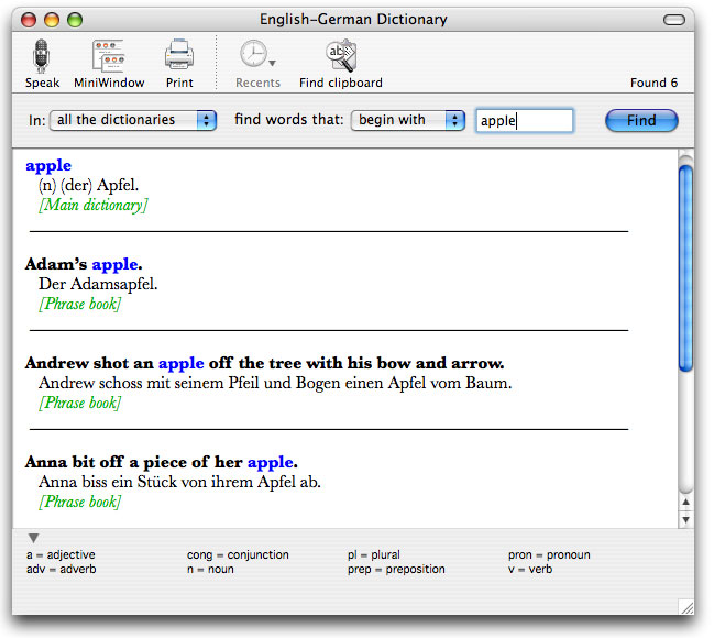 English-German Dictionary for Mac 4.6