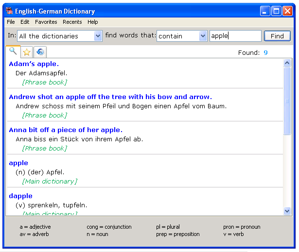 English-German Dictionary for Windows Screenshot