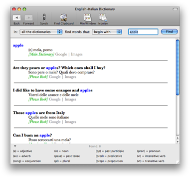 Apimac English-Italian Dictionary Screen Shot
