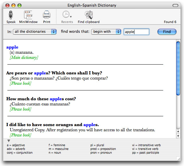 English-Spanish Dictionary for Mac 5.1