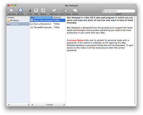 Mac Notepad Screen Shot