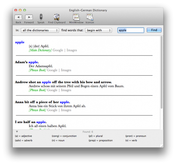 English-German for Mac Screenshot