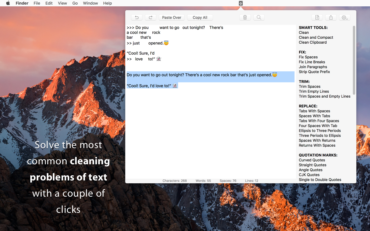 Clean Text Menu for Mac - Trial version