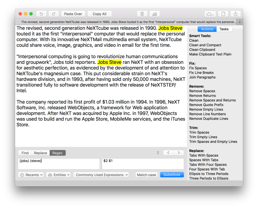 Using Regex on Mac