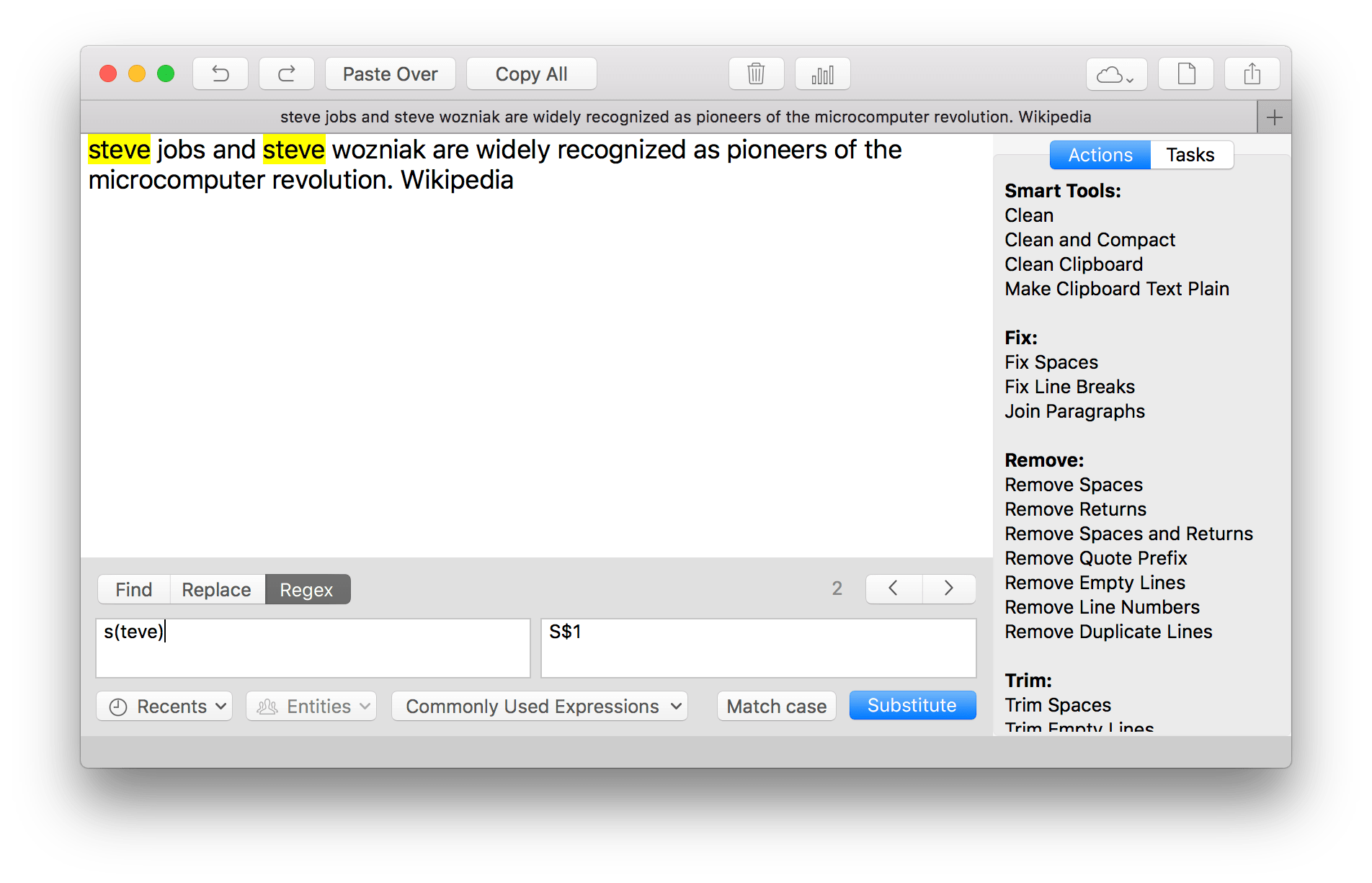 Using Regex on Mac